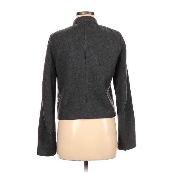 Gap Women's Zip Biker Moto Jacket Charcoal Gray Size M Wool Blend Cropped Zipper - Picture 2 of 5